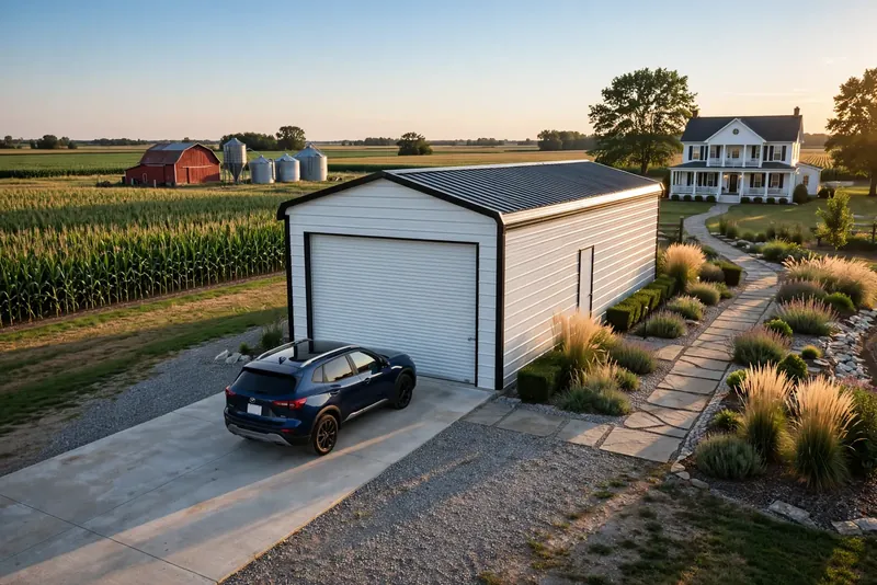 12 × 25 one-car garage: computer render