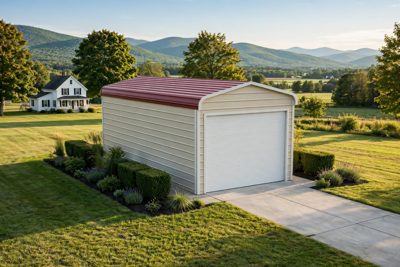 12 × 25 one-car garage: computer render