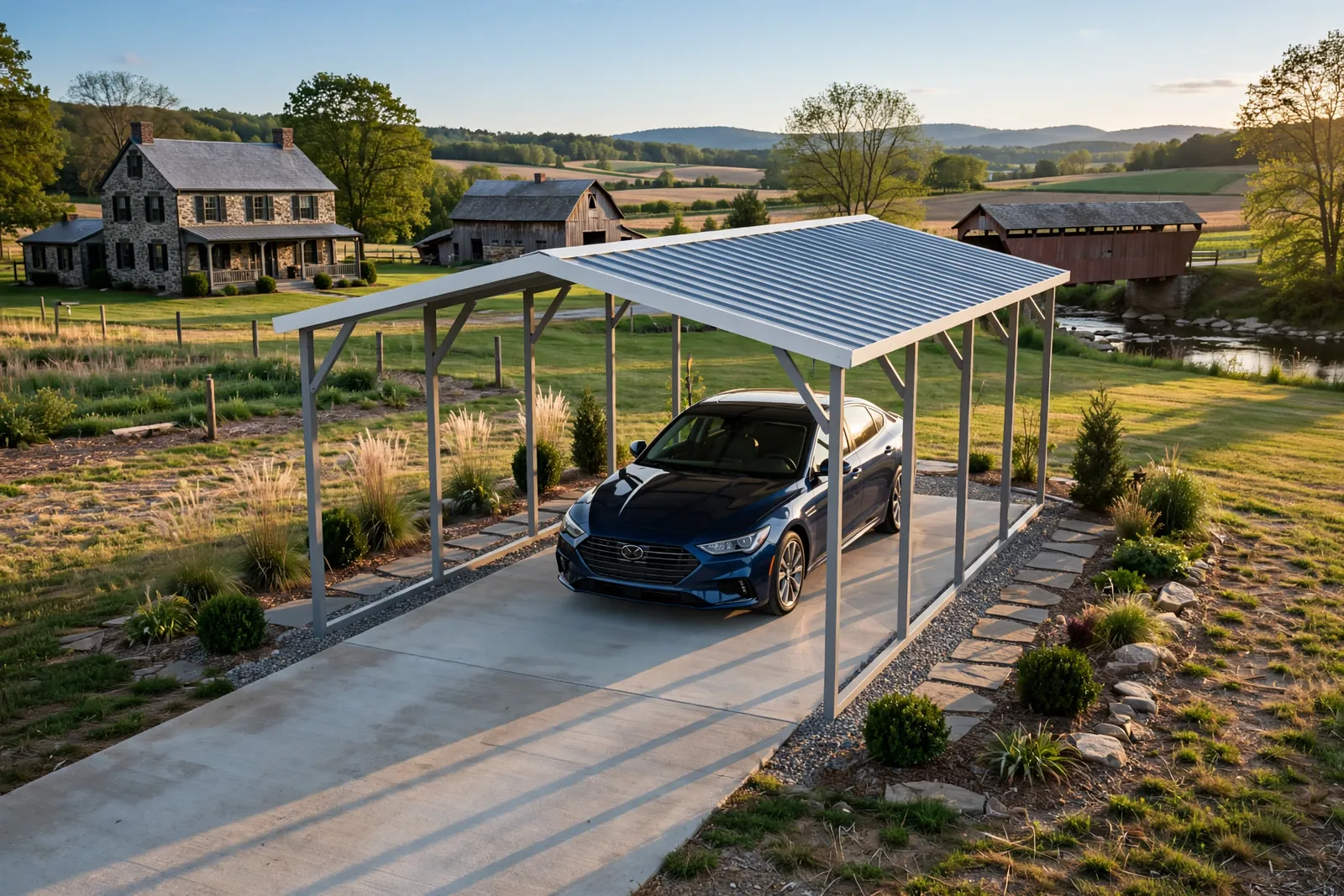 12 × 20 one-car carport: computer render