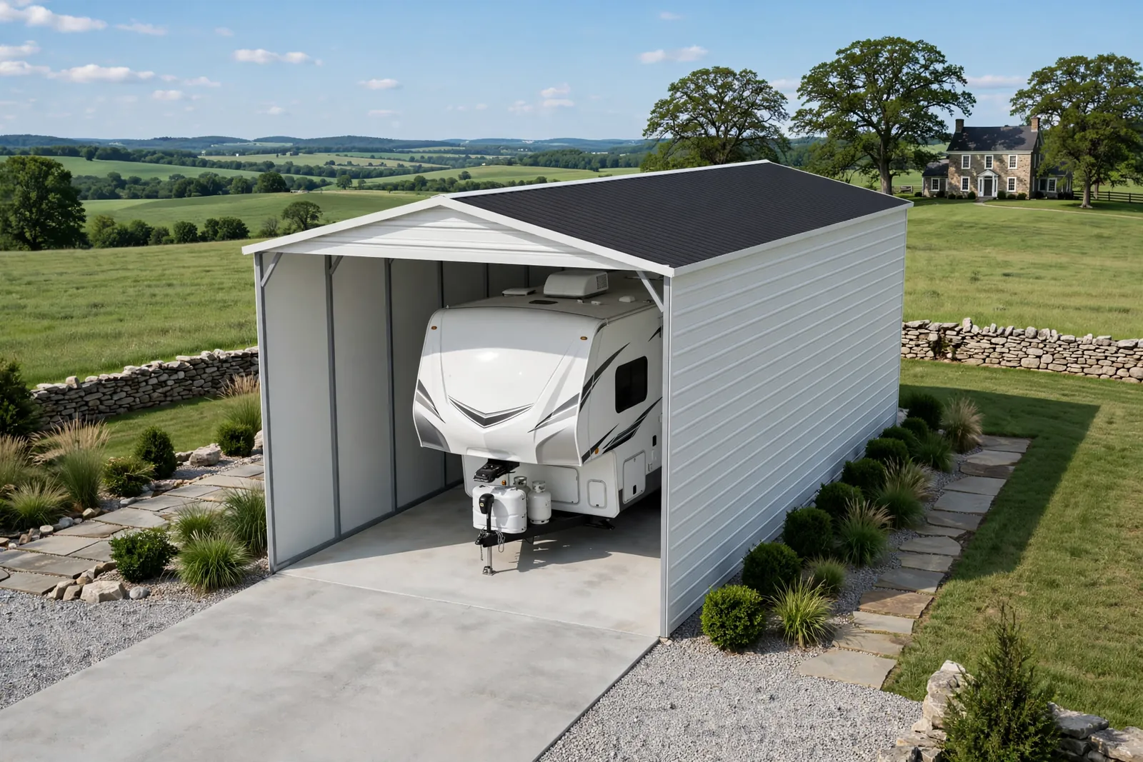 18 × 45 RV port with closed sides: computer render