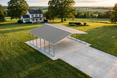 30 × 30 three-vehicle carport: computer render
