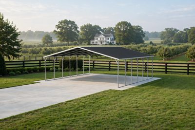 30 × 30 three-vehicle carport: computer render