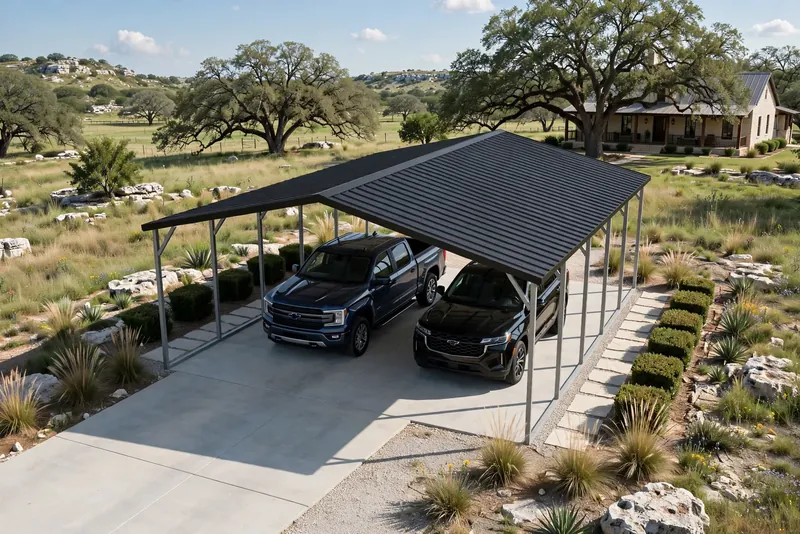 24 × 25 two-car carport: computer render